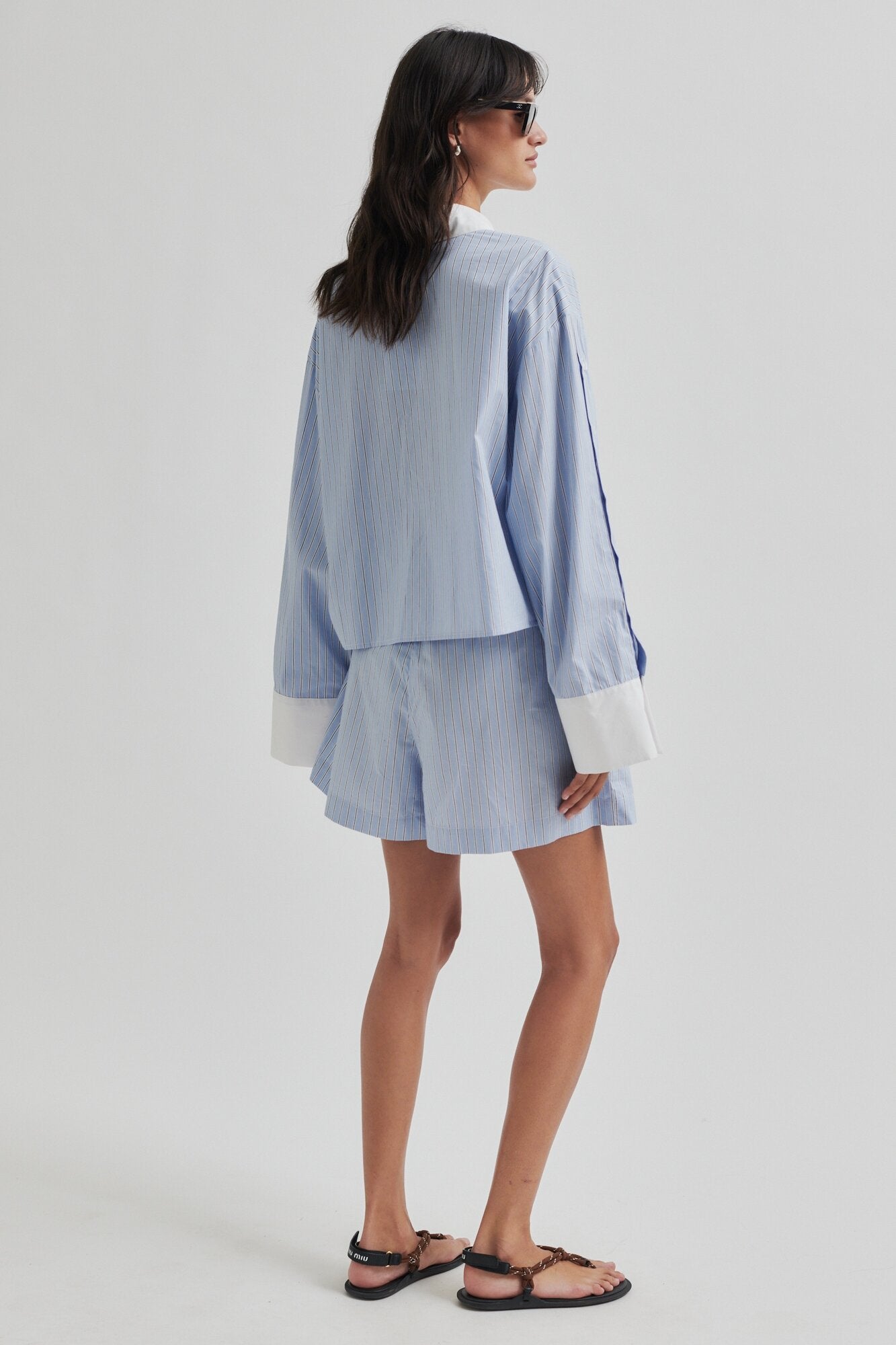 Alanis Combi skjorte - Light Blue Stripe